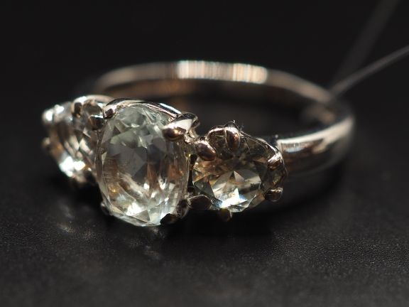 Серебряное кольцо с натуральными бериллами - 130