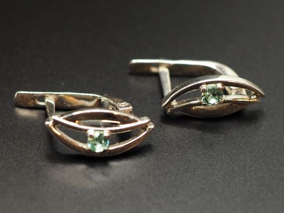 Серьги из серебра с натуральными бериллами - 54