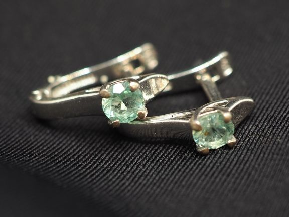 Серьги из серебра с натуральными бериллами - 61