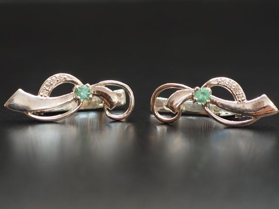 Серьги из серебра с натуральными изумрудами - 86