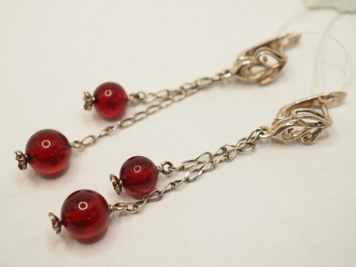 Серьги из серебра с Янтарём - 93